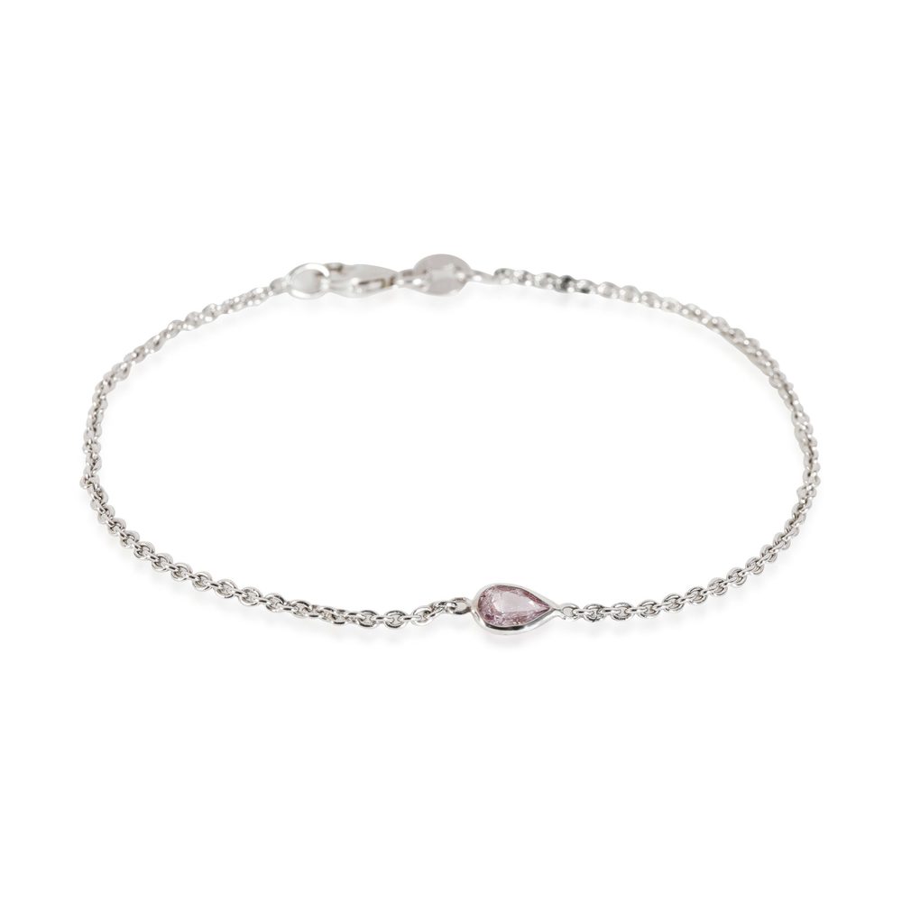 GIA Fancy Intense Purplish Pink Pear Diamond Bracelet in 14K White Gold 0.18 Ct